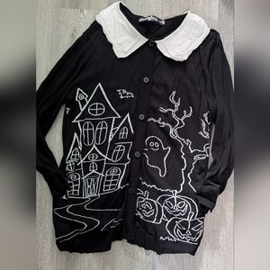 Foxblood Haunted House Cardigan Goth Halloween Coquette Collar Rare XS S